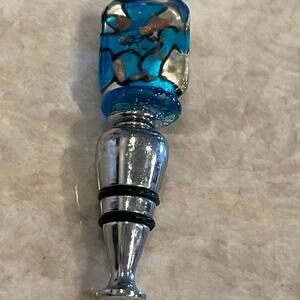 Blue Murano glass wine stopper Italy